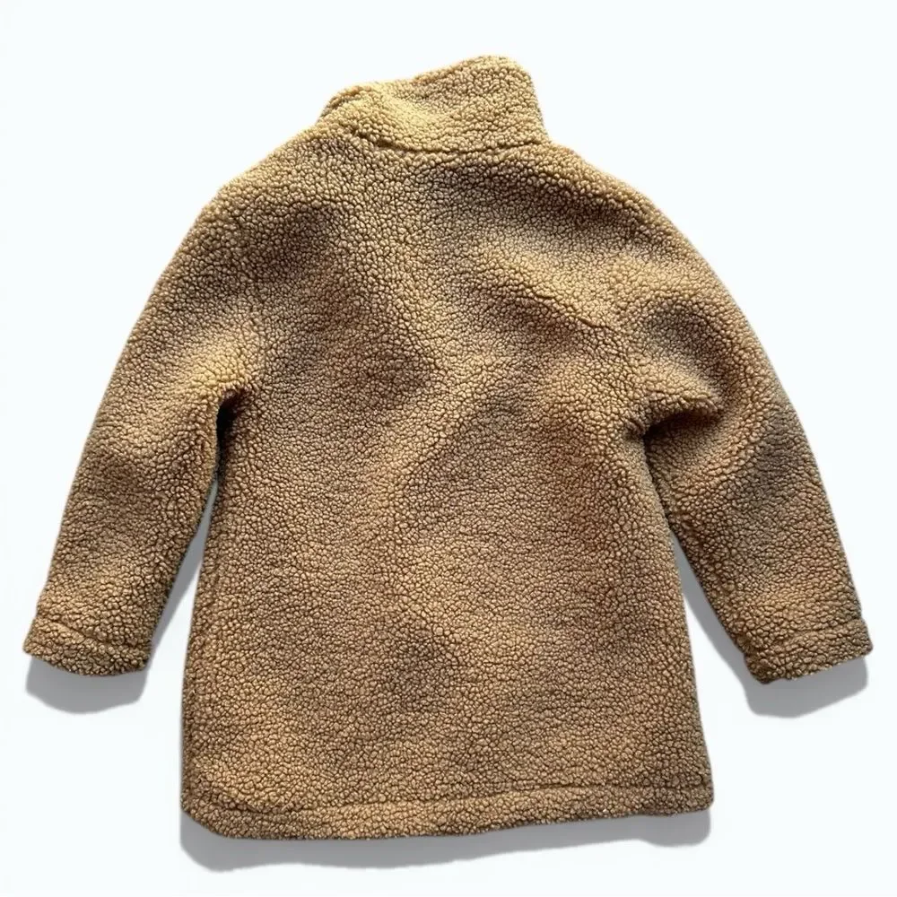 Old Navy Kids Teddy Sherpa Button Front Coat Camel Brown 4T Cozy Fleece Jacket